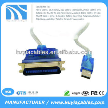 USB a 36 pines IEEE 1284 hembra paralelo adaptador de cable de la impresora azul